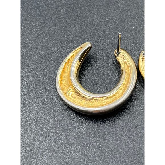 Swarovski Signed Vintage Gold Plated C Shaped Clear Crystal Pierced Earrings - Picture 5 of 8